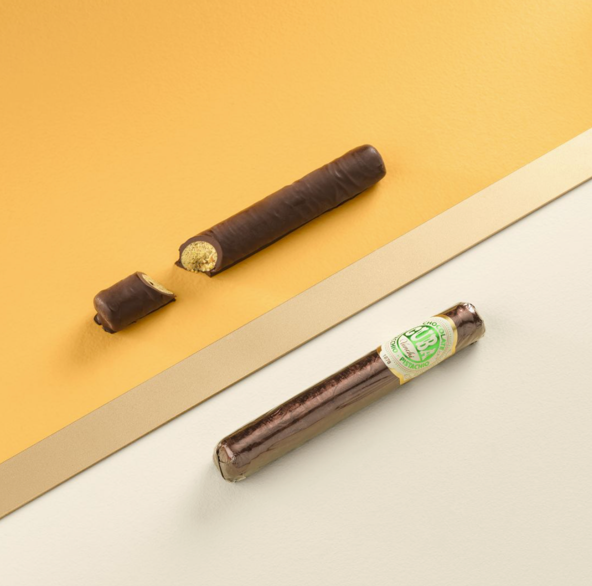 Pistachio Dark Chocolate Cigar - Italian Gourmet Chocolate