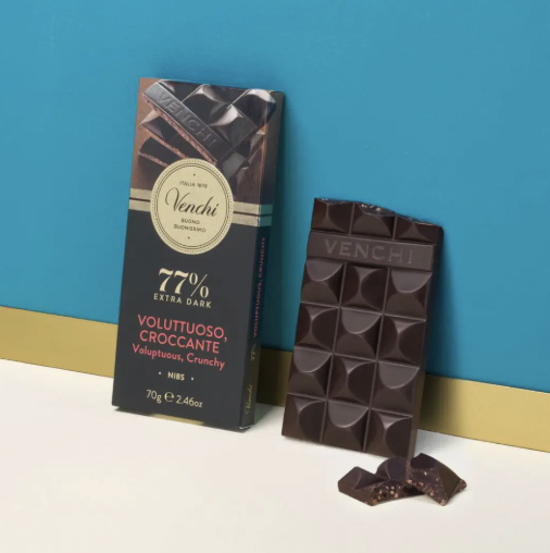 Venchi 77% Dark Chocolate with Nibs | Chocology