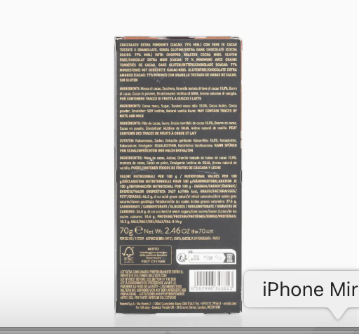 Venchi 77% Dark Chocolate with Nibs