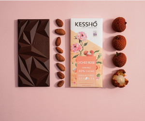 Kessho Lychee Rose 48% Dark Milk Chocolate Bar