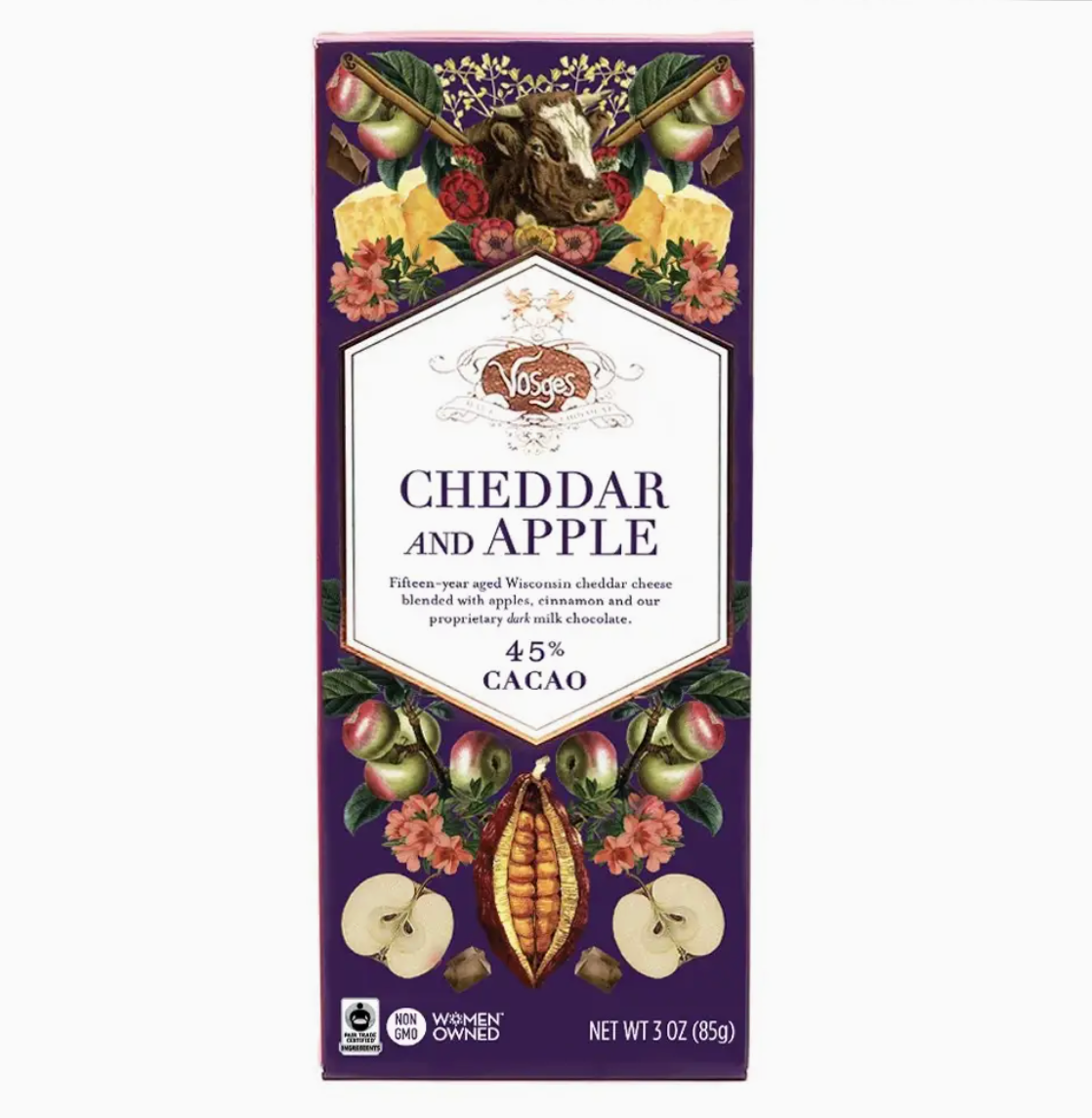 Vosges Milk Chocolate Bar with Cheddar Cheese, Apple & Cinnamon