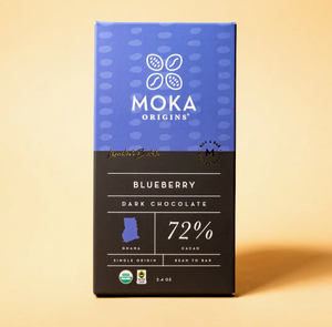 Moka Origins Organic Dark Chocolate Bar – Blueberry (72%)