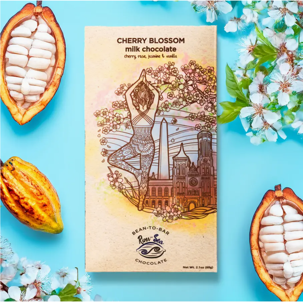 River-Sea Cherry Blossom Dark Milk Chocolate Bar