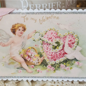 Gift Tag Keepsake--Valentine To My Valentine Pink Roses n Fairy